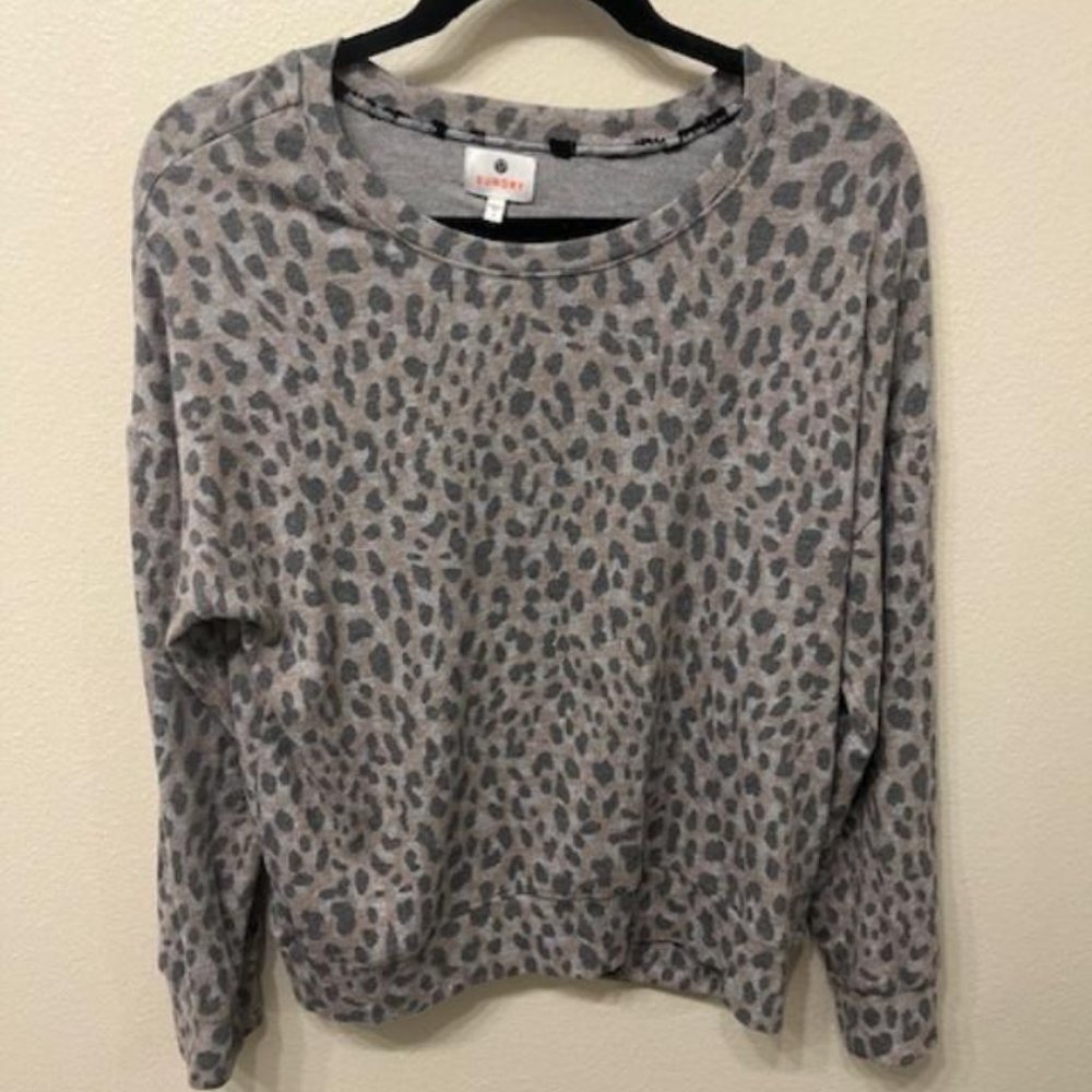 Sundry Leopard Print Sweatshirt - Size S